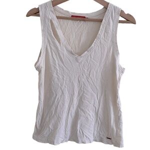 Philanthropy Cotton Distressed Cream Tank